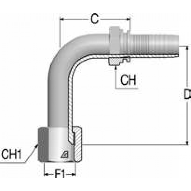 Фитинг DN 10 JIC (Г) 9/16 (90) Long