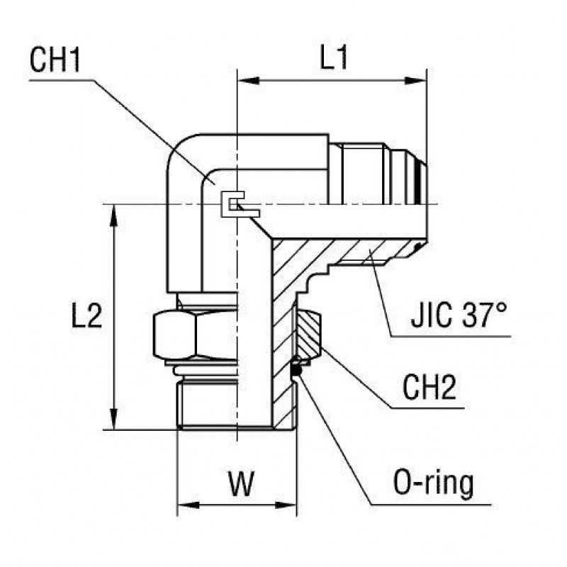Штуцер FRA90 JIC 9/16" UNF7/16"