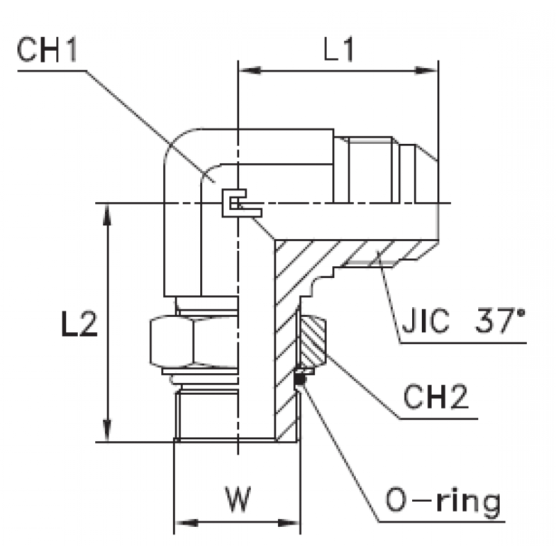 Штуцер FRA90 JIC 9/16" UNF7/16"