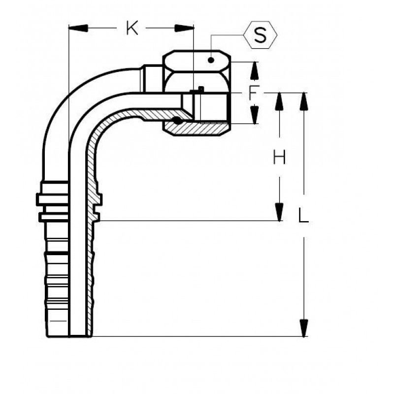 Фитинг DN 20 JIC (Г) 7/8 (90) CS