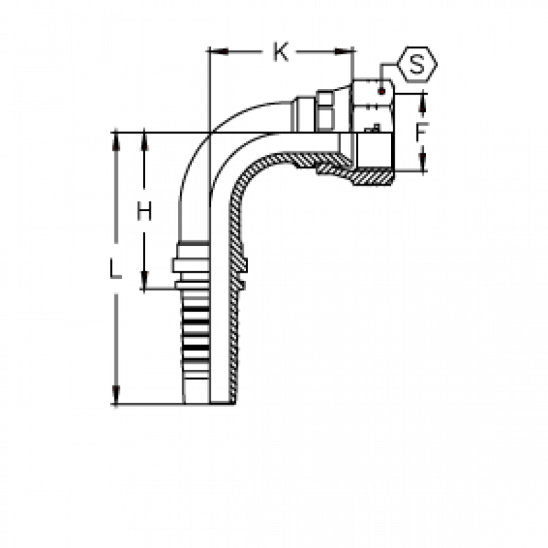Фитинг DN 25 JIC (Г) 1.5/8 (90)