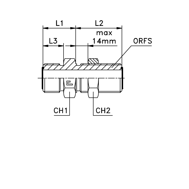 Соединение P D22-25 ORFS 1.7/16" переборочное