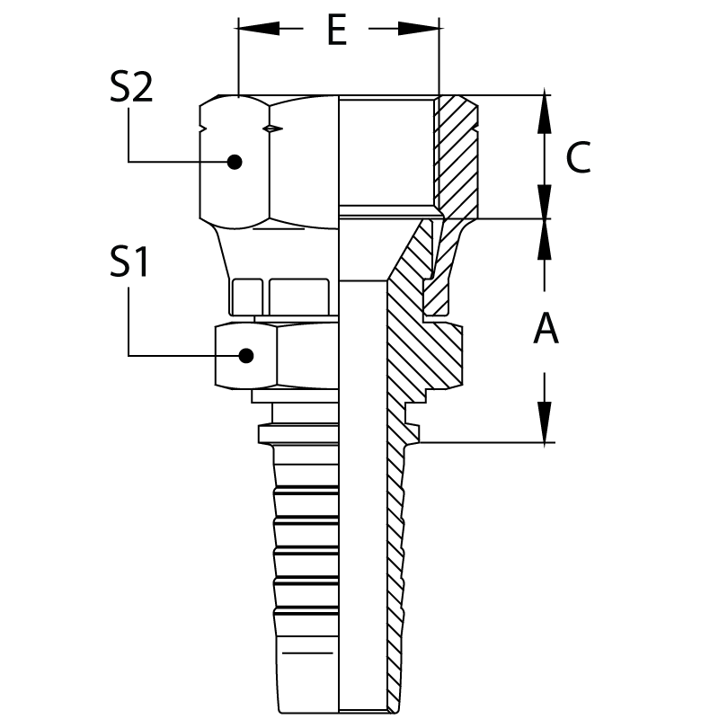 Фитинг DN 20 JIS 33x1.5 (2 шестигранника)