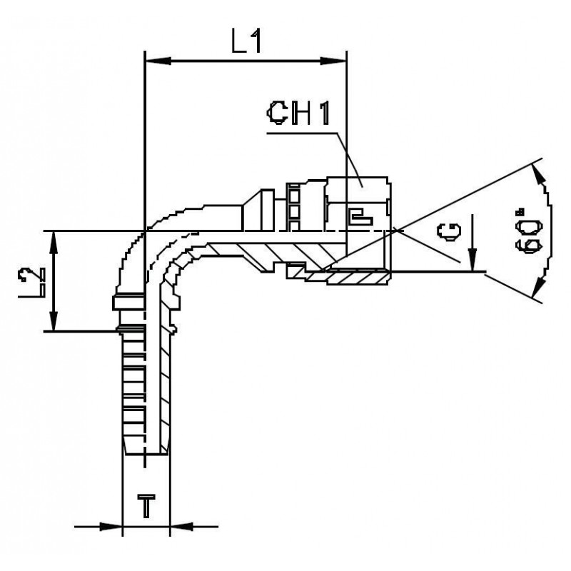 Фитинг DN 16 BSP (Г) 3/4 (90)