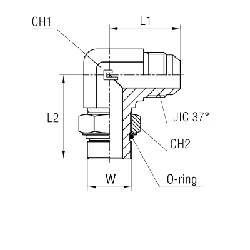 Штуцер FRA90 JIC 7/16" UNF1/2"