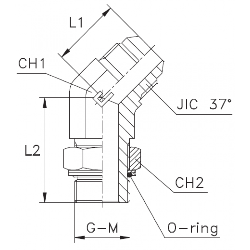 Штуцер FRG45 JIC 1.1/16" BSP3/4"