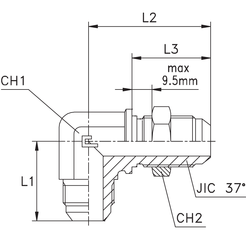 Соединение PD90 JIC 1/2"