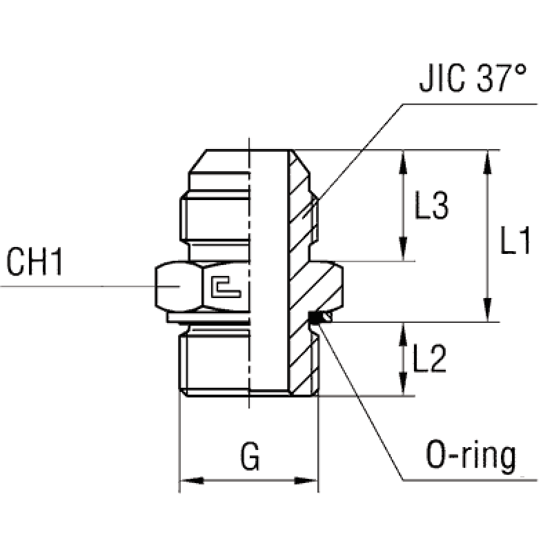 Штуцер FH JIC 9/16" BSP 1/4"