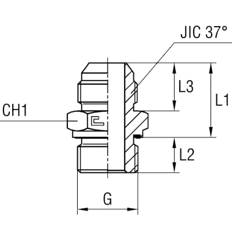 Штуцер FE JIC 1.7/8" BSP 1.1/2"